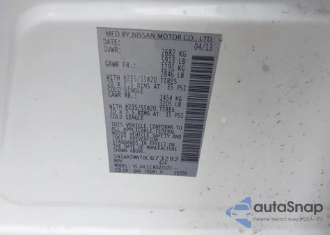 2013 Nissan Pathfinder Platinum from USA, damaged, VIN 5N1AR2MN7DC673282